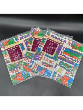 Vintage Gift Wrapping Paper Jungle Animals Neon USA Frog Alligator Koala 1990s